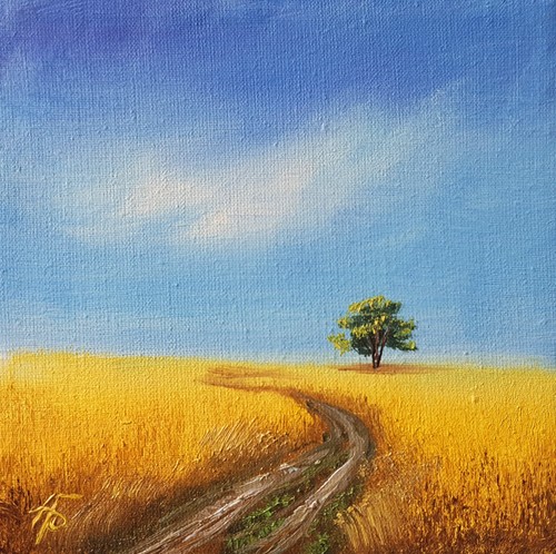 Campo grano dorato albero - di,