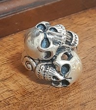 ANELLO ARGENTO 925 UOMO teschio moto harley borghese Biker Ring Skull $