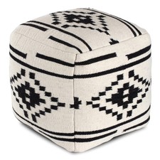 Cube Geometric Woven Pouf