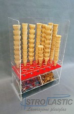 Espositore porta coni gelato 18 fori completo di portacucchiaini e portacialde