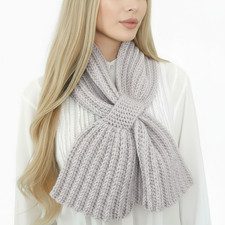 Sciarpa cravatta unisex artigianale uncinetto GRIGIO