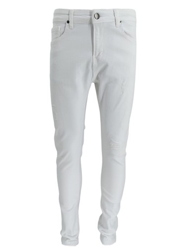 Jeans uomo denim bianco cotone