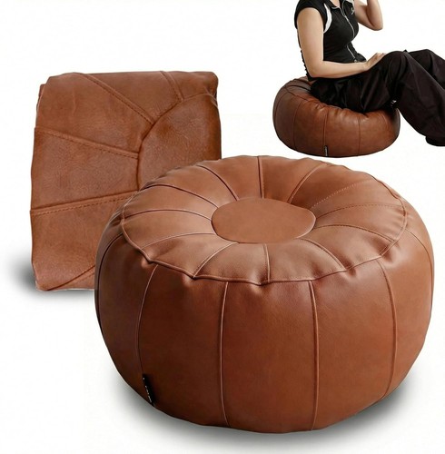 Leather pouf dx12 h - leather,