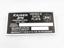 Targa Dati Per Kaiser Jeep Ver
