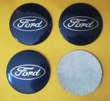 4 PEZZI COPRIMOZZO ADESIVI CERCHI IN LEGA COMPATIBILI FORD 56MM BLU