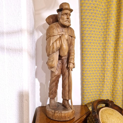 Scultura legno pastore in - scultura,