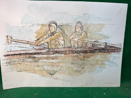 Litografia canottaggio canoe - litografia,