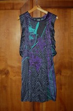 Patrizia Pepe, Vestito donna, Fantasia Verde e viola, Seta, tg 42, usato