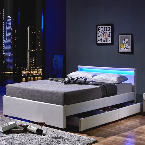 Letto rete led - letto, bianco