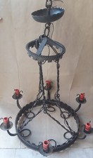 Lampadario a sospensione in ferro battuto sei lumi luci stile medievale castello