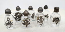 Collezione 7 piccole bottiglie portaessenze vetro metallo collezione h 6cm -XXX