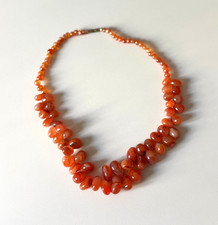 COLLANA VINTAGE OLIVE E PERLE IN VETRO ARANCIONE