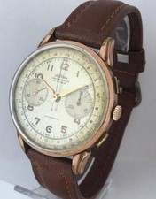 Orologio meccanico da uomo con cronografo in placca d'oro vintage del 1950 di De