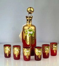 Set Bottiglia E Bicchieri In Vetro Di Murano