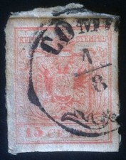 Lombardo Veneto 1850 - Stemma Aquila bicipite 15 centes. - usato - Unif. 3