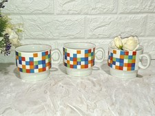 WEIDMANN PORCELLANA ITALIANA SET TRE TAZZE DA TE QUADROTTI DIAM9H7,5 NO PIATTINO