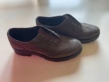 Scarpe donna inglesine grigie versione slip-on (senza lacci) nr 37 made In Italy