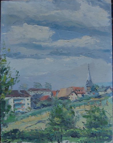 Paesaggio con villaggio - con,