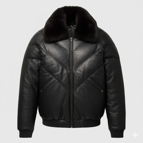Men black lambskin leather - black,