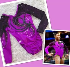 GK ELITE Body GINNASTICA Viola BLING STRASS SWAROVSKI Competizione AXS