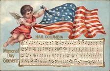 Vintage PC MEMORIAL DAY American Flag Hail Columbia SHEET MUSIC ANGEL