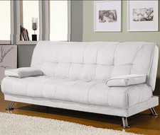 SOFA DIVANO LETTO RECLINABILE SALOTTO ECOPELLE BIANCO 3 POSTI SOGGIORNO CUSCINI