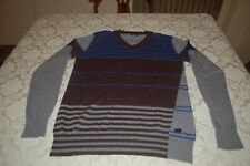 Gaudi, pullover uomo, mosto lana, grigio blu e marrone, tg S , usato
