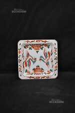 Piatto Quadrato In Ceramica Cinese Bianco Disegno Coppia Di Uccelli 17 X 17 Cm