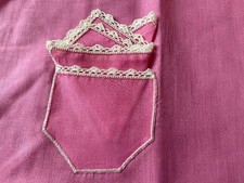 TOVAGLIETTA DA TE'  ALL'AMERICANA VINTAGE FUXIA CON BORDO A MANO ALL'UNCINETTO 