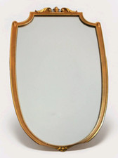 Specchio vintage originale cornice legno intarsiato foglia d'oro