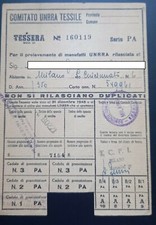 TESSERA COMITATO UNRRA TESSILE