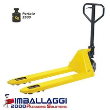 TRANSPALLET MANUALE MULETTO CARRELLO ELEVATORE  2500 KG PORTATA SOLLEVATORE CM