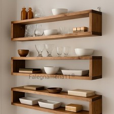 Mensola Contenitore da Parete in Legno Massiccio – Stile Vintage Artigianale