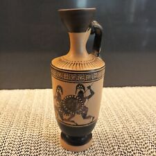 VASO GRECO di TERRACOTTA FATTO A MANO ♣GUERRIERI OPLITI di LEKYTHOS♣RIPR. FIRM.