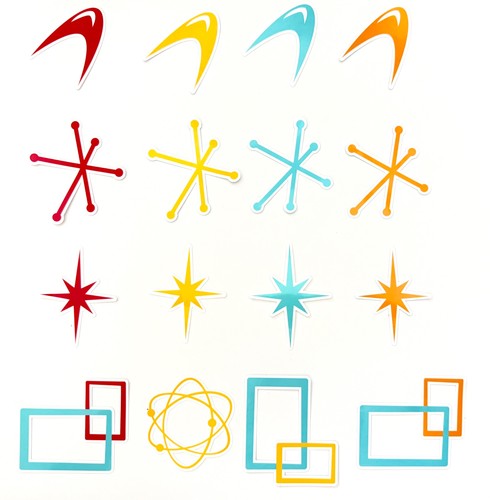 Retro atomic symbols decals - atomic,