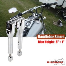 Per Harley Custom Bobber Chopper 8"+1" Rialzo Manubrio Stile Dritto Cromato 