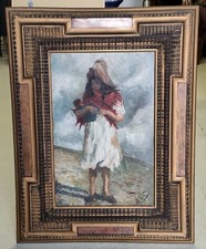 Beppe Ciardi QUADRO DIPINTO olio tavola UNA TROVATELLA Copia d'Autore EPOCA '900