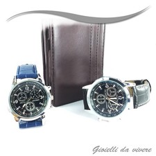 UOMO DA ELEGANTE AL OROLOGIO POLSO QUARZO CINTURINO IN PELLE PU MODA uw