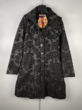 Cappotto lungo monopetto Desigual donna cotone nero floreale taglia 38/S
