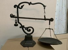 Bilancia stadera con base 1 piatto bascula Alt Cm 47 Ottone invecchiato Con Pes