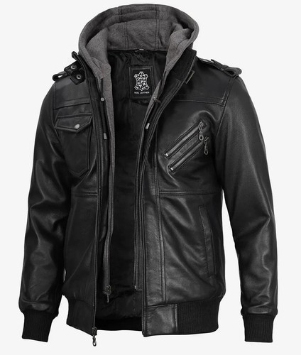Giacca uomo pelle nera con - in,