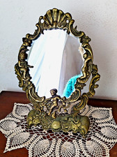 Specchio da tavolo o comò vintage anni 50 in peltro lavorato