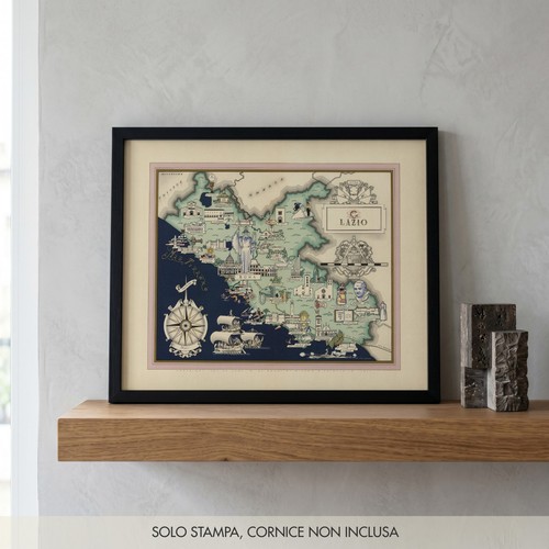 Mappa illustrata lazio - mappa,