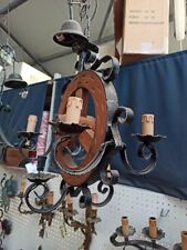 Lampadari Legno e ferro battuto simil ruota di carro