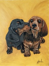 Quadro coppia bassotto animale