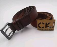 Coppia Cinture Pelle Originali Calvin Klein Jeans Colore Marrone Misura 85