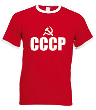 T-shirt uomo CCCP rosso bianco ringer unione Sovietica URSS politica comunismo paese