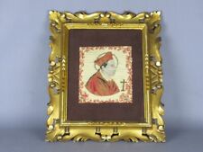 Antico quadro figura sacra ricamata cornice barocca dorata realizzata a mano