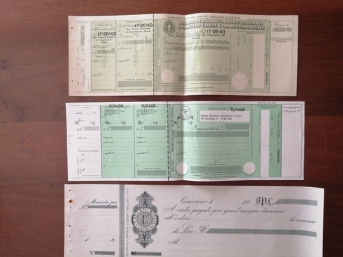 Assegni postali bancari - e,