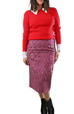 Louis Vuitton Purple Red Multicolor Cotton Blend Lined Pencil Skirt Size 36
